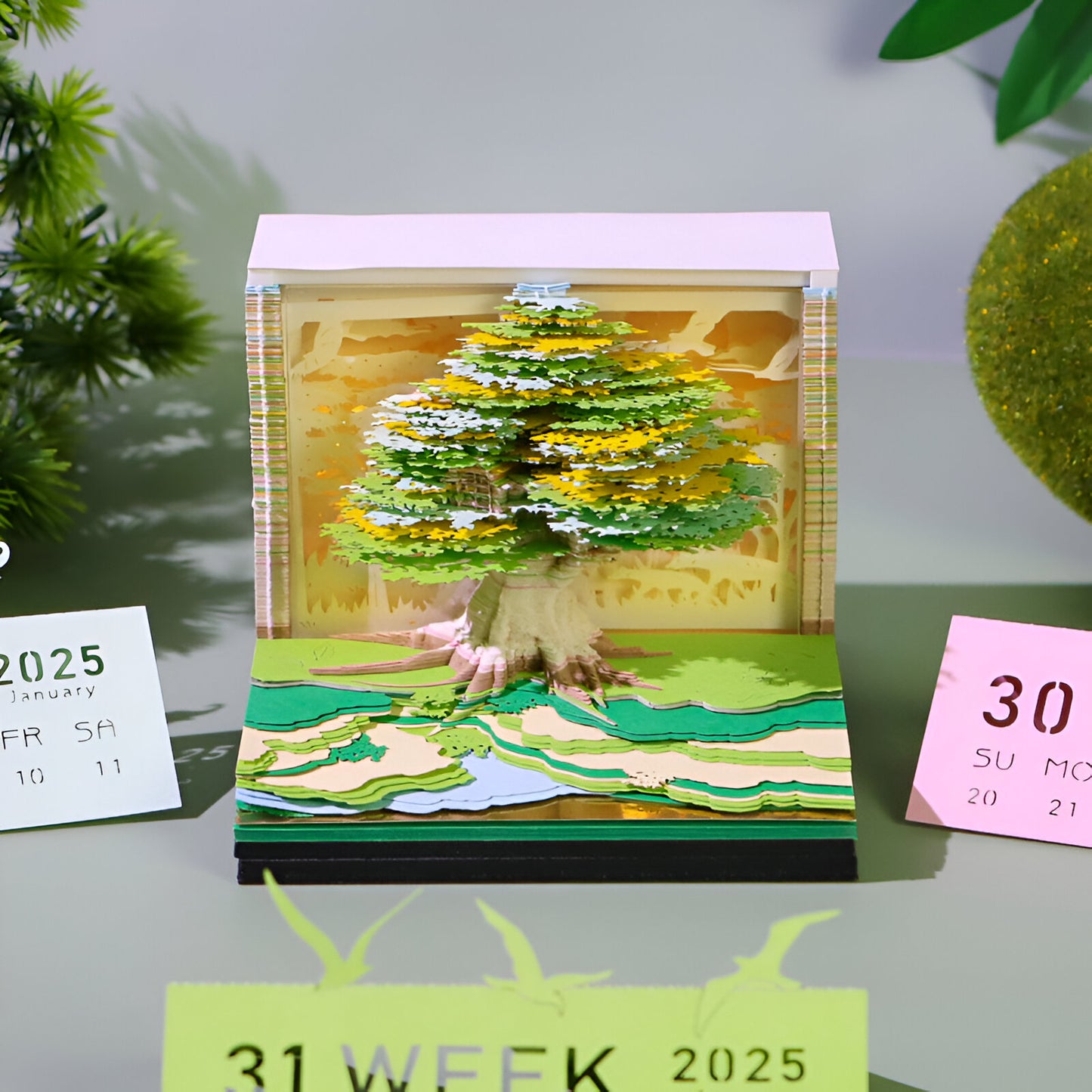 Romance Green Tree (With Light & Calendar 2025)