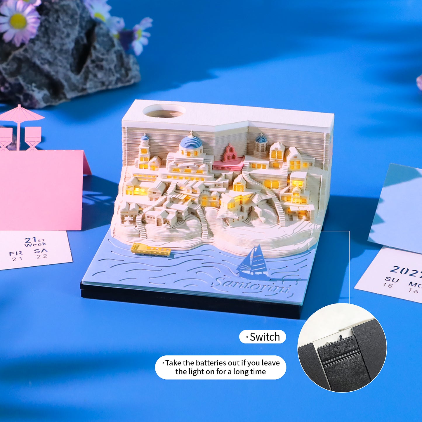 Santorini (With Light & Calendar 2027)