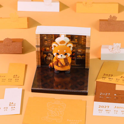 3D calendar raccoon