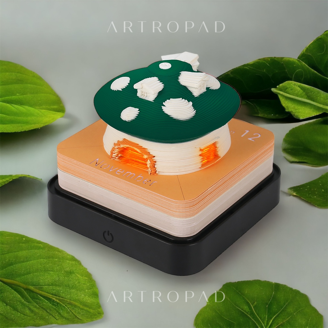 Green Mushroom House (With Light & Calendar 2024) artropad
