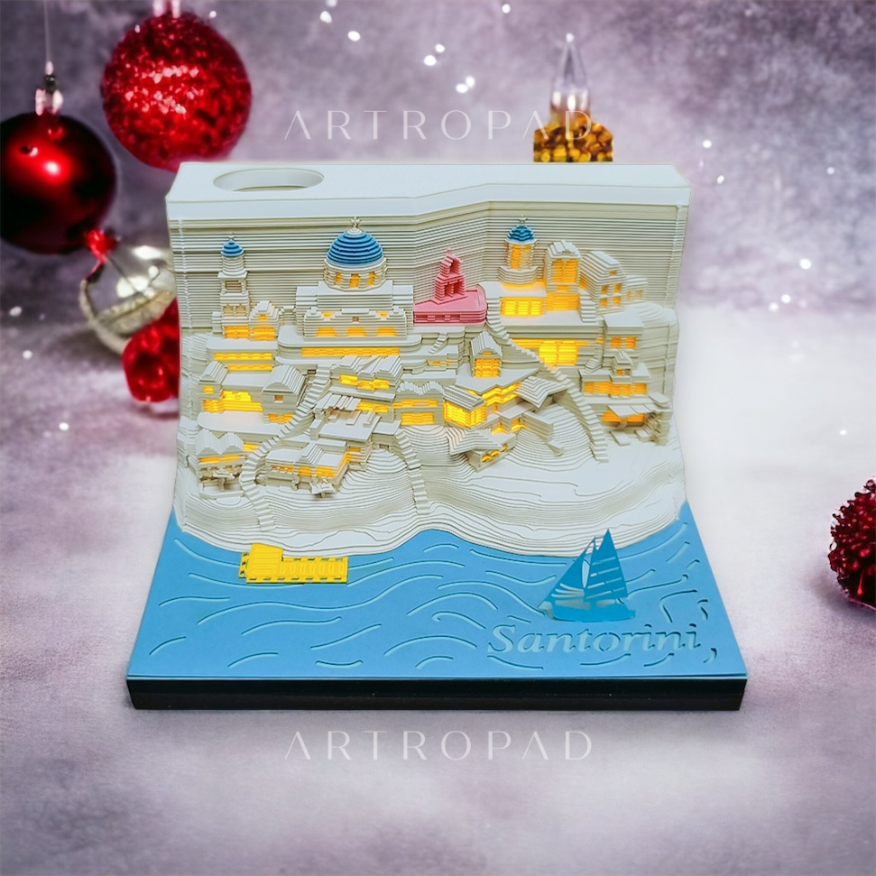 Santorini (With Light & Calendar 2024) artropad